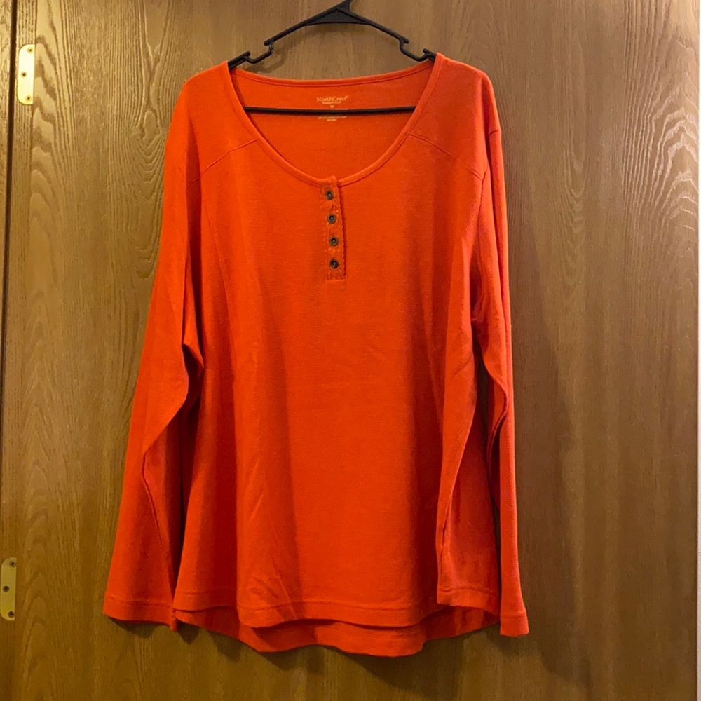 Orange North Crest Henley-Long Sleeve